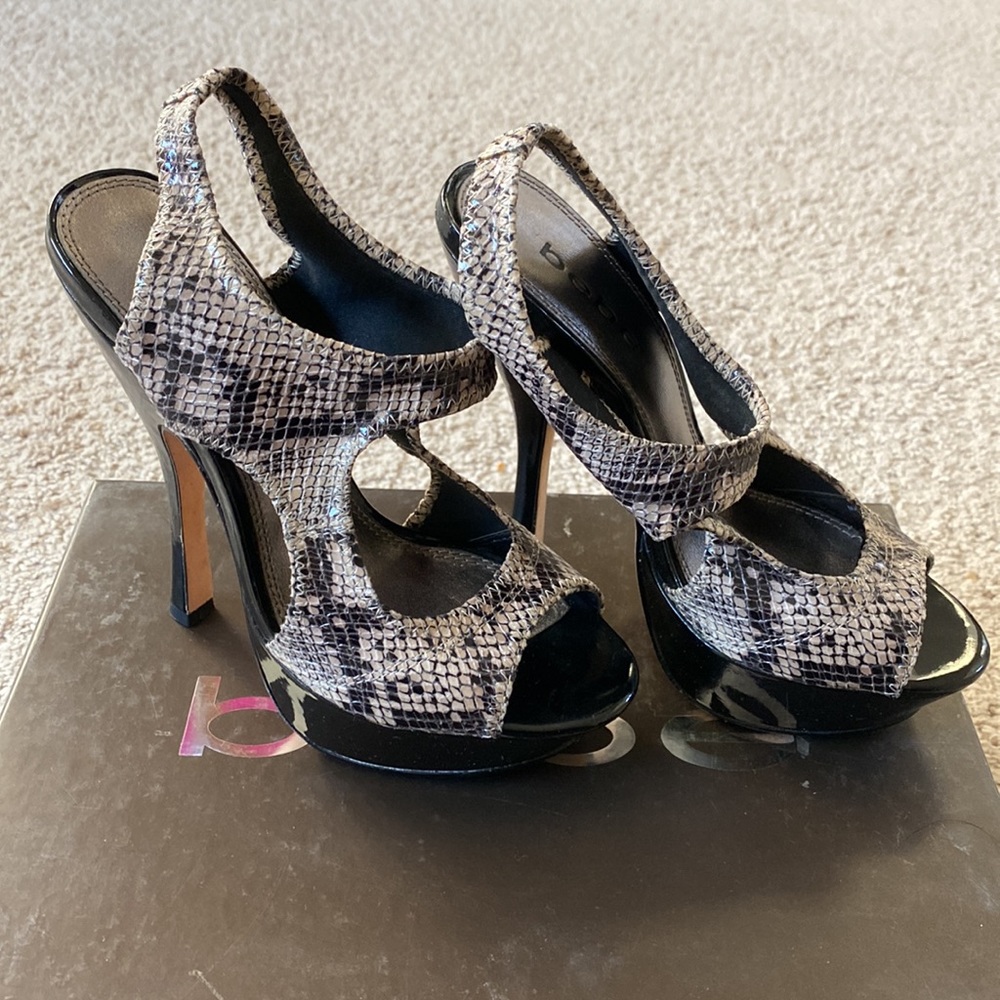 Bebe snakeskin stilettos